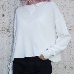 White Waffle Knit Brandy Melville Laila Top